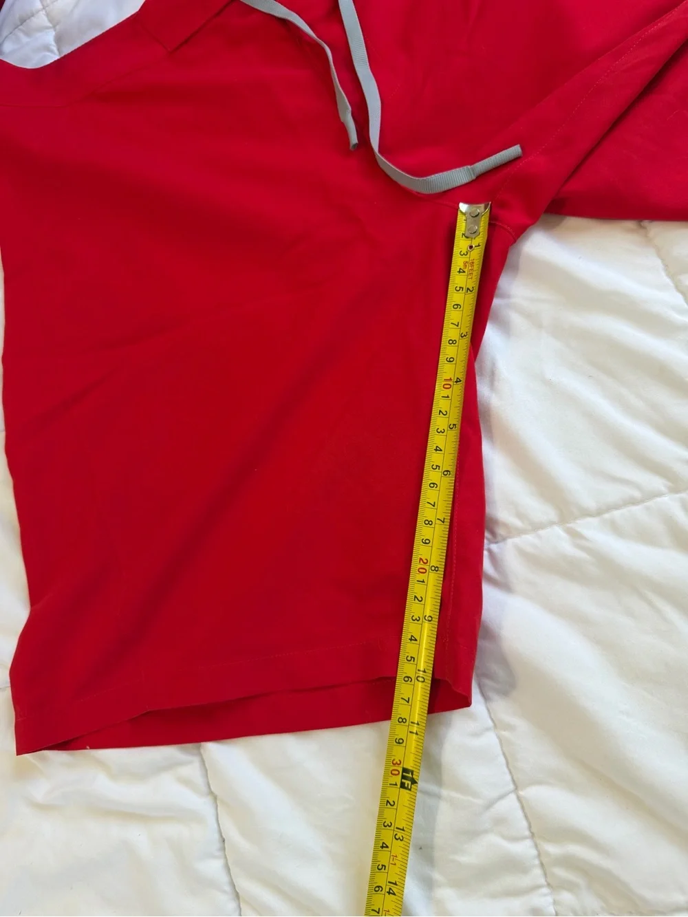 Under Armour Men’s Bright Red Swim Trunks with Gray Drawstring